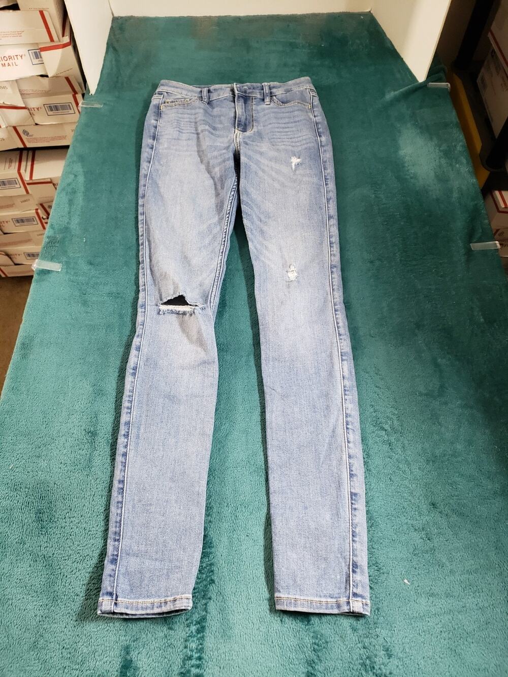 Hollister Jeans Size 0 Women Blue Stretch Pants Distressed High Rise Skinny